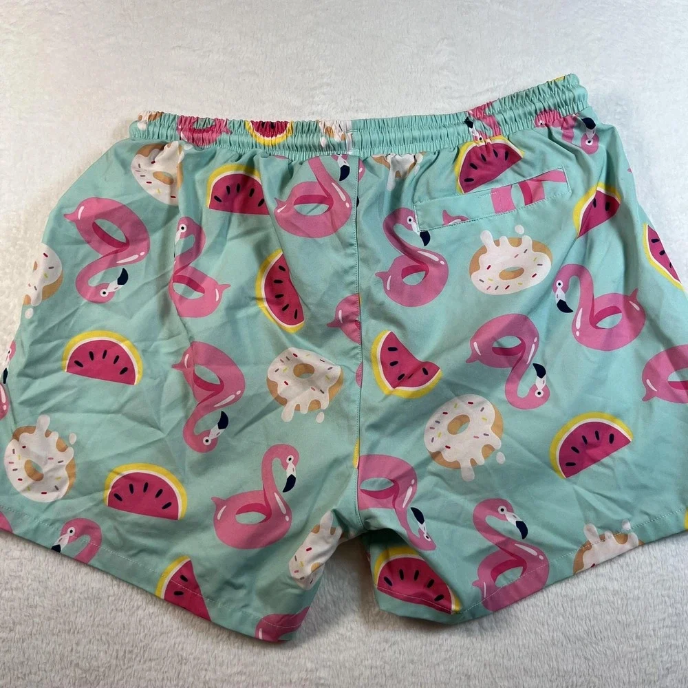 Muscle‎ Nation Swim Trunks Shorts Mens XL Flamingo Donut Watermelon Fun Print